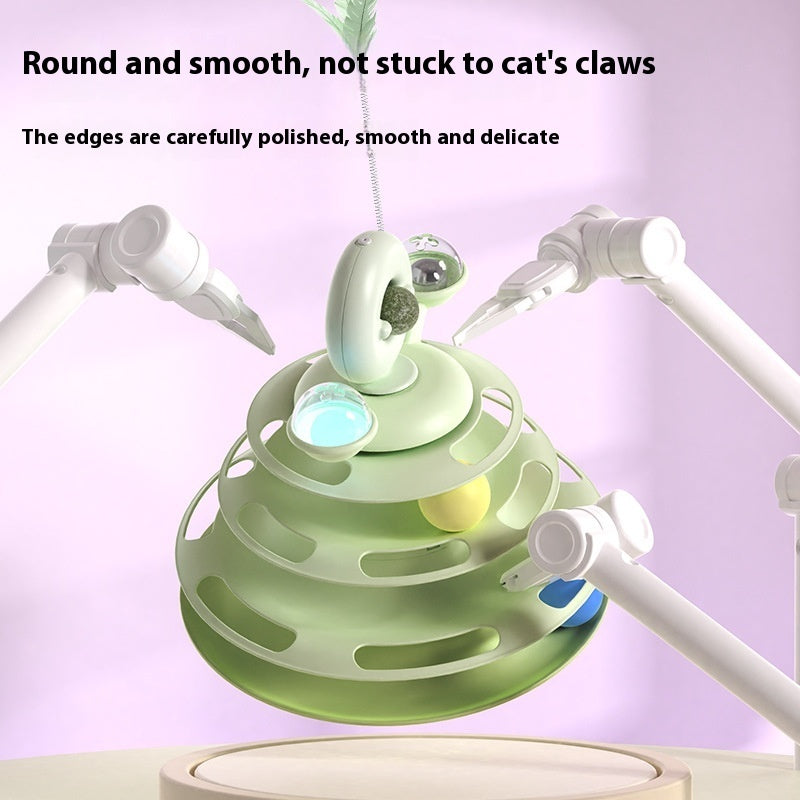 4 Levels Cat Toy Tower Turntable Roller Balls Toys Interactive Intelligence Pets Toys Training