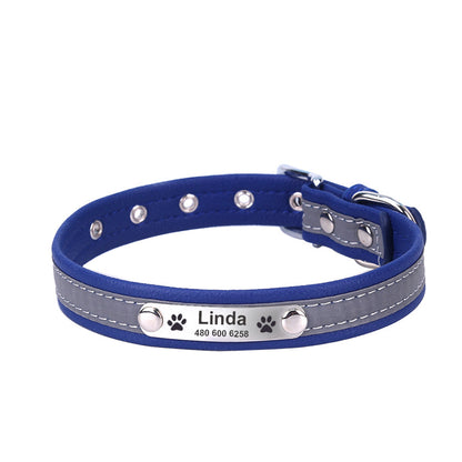 Reflective Lettering Collar Small And Medium Dog Collar Microfiber Soft Cat Collar