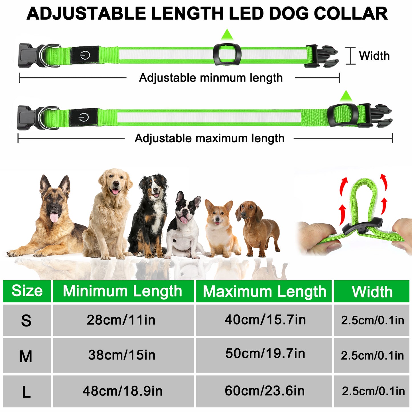 Light Up Dog Collar - Dog Collar Lights For The Dark Night, Adjustable Flashing Dog Collar Rechargeable