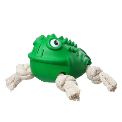 New Indestructible Robust Rubber Cotton Toad Dog Toy For Aggressive Chewers Toad Shape