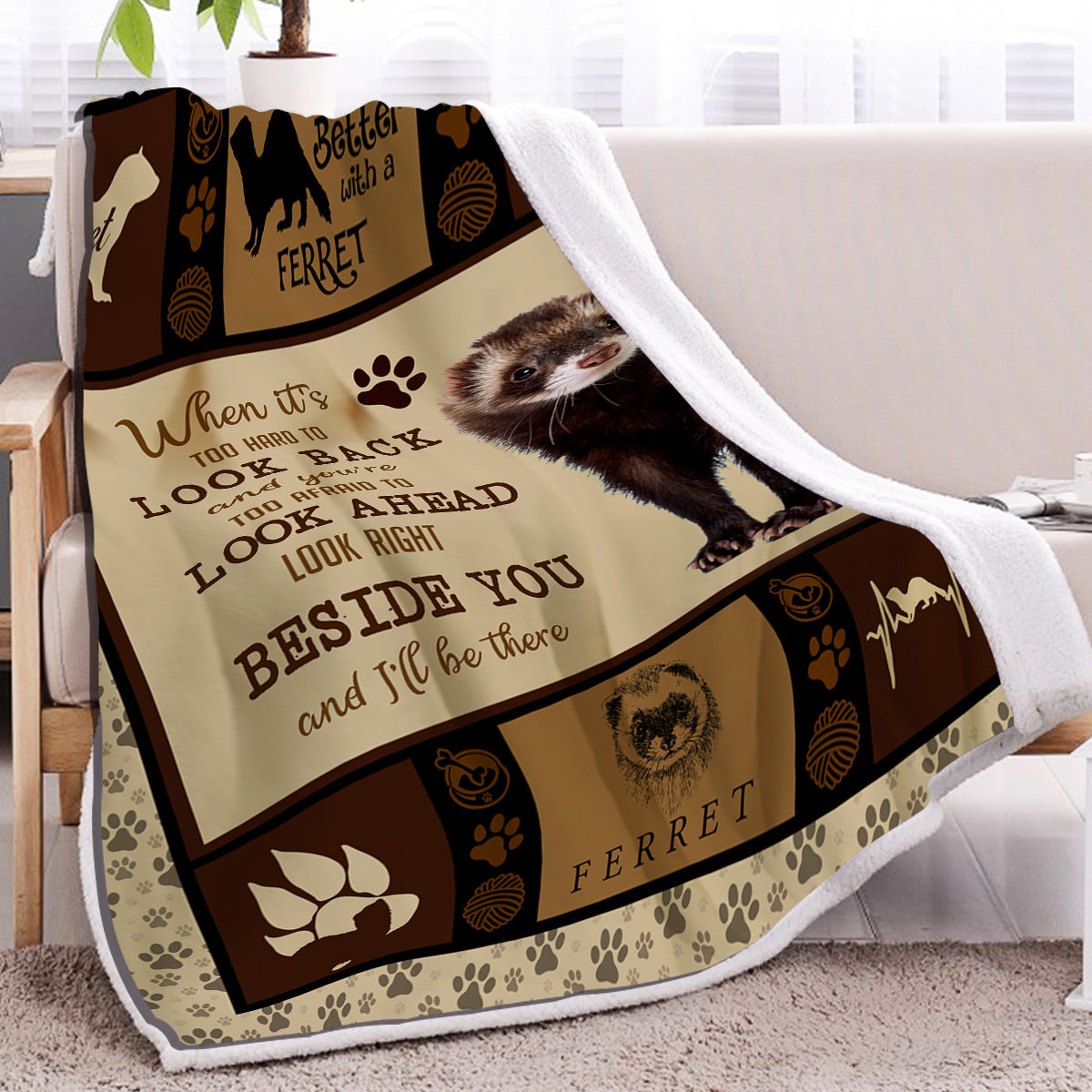 1 Pc Of High Weight Soft And Warm Minimalist Ferret Paw Print Pet Theme