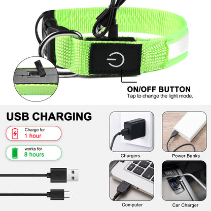 Light Up Dog Collar - Dog Collar Lights For The Dark Night, Adjustable Flashing Dog Collar Rechargeable