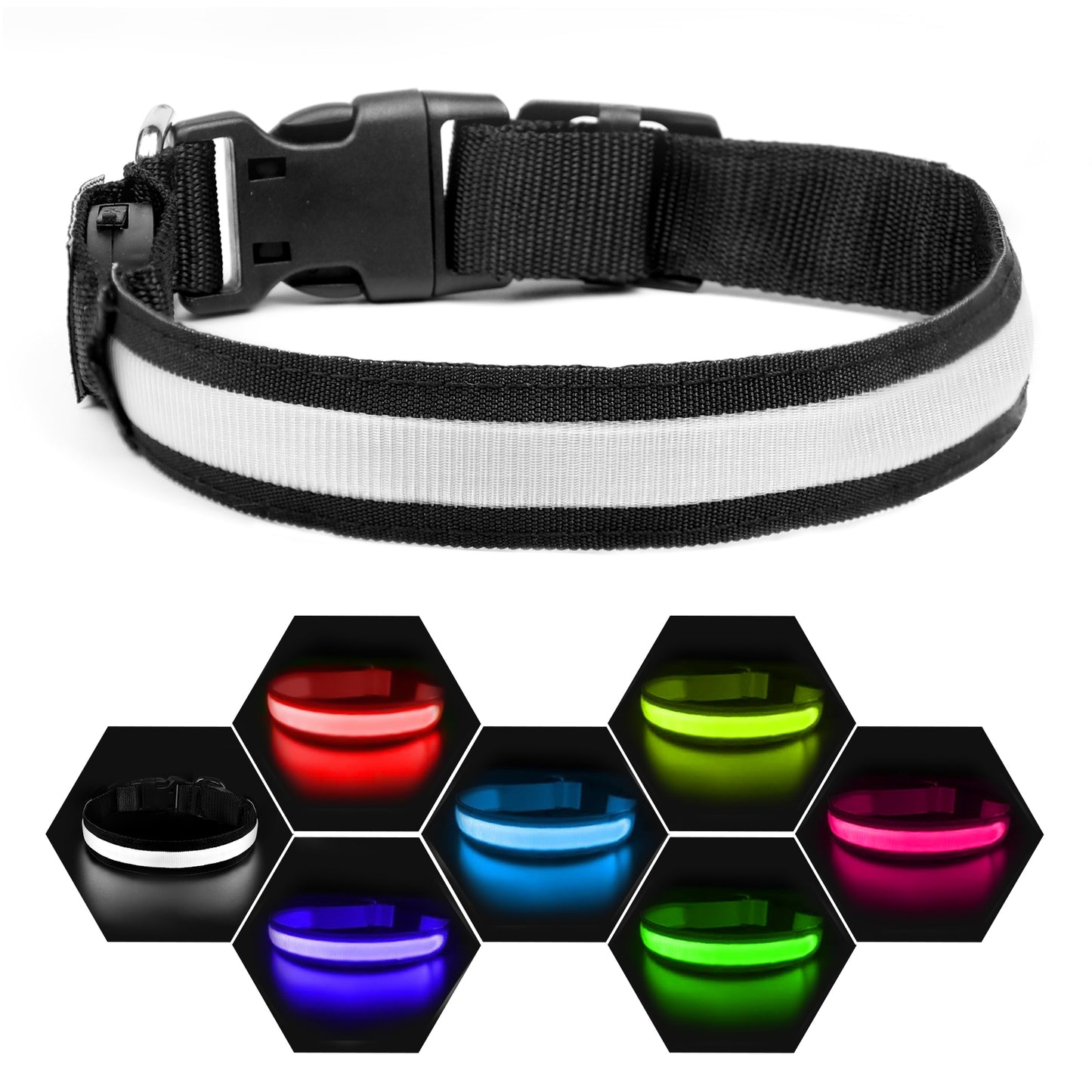 Light Up Dog Collar - Dog Collar Lights For The Dark Night, Adjustable Flashing Dog Collar Rechargeable