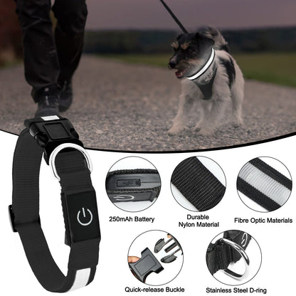 Light Up Dog Collar - Dog Collar Lights For The Dark Night, Adjustable Flashing Dog Collar Rechargeable