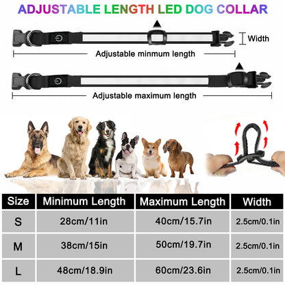 Light Up Dog Collar - Dog Collar Lights For The Dark Night, Adjustable Flashing Dog Collar Rechargeable